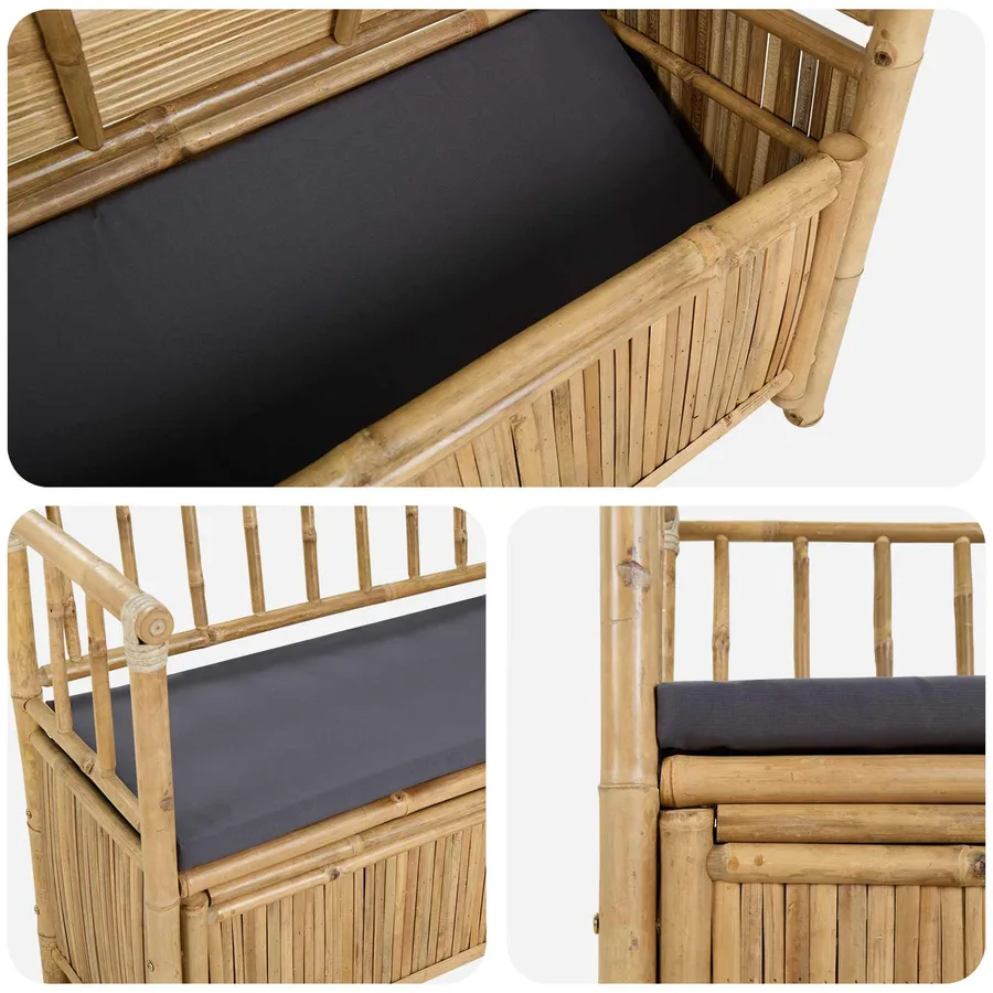 Banc de Rangement de Jardin 110 x 47 x 80 cm Bambou Naturel - 7