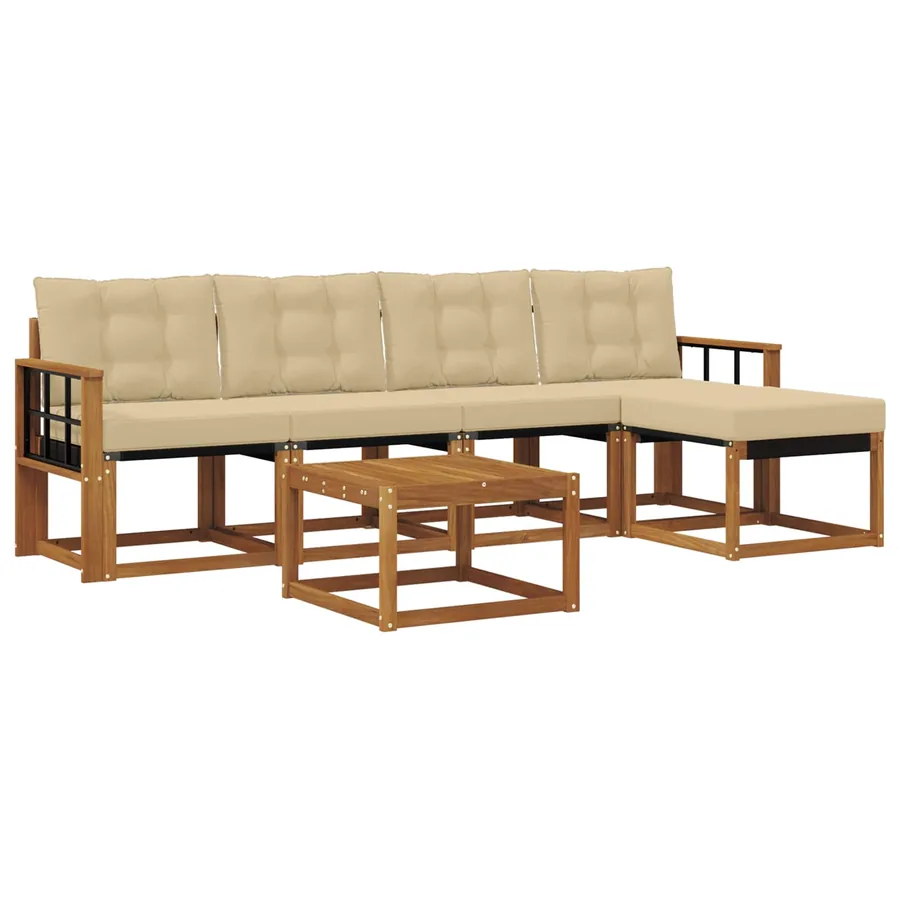 Ensemble de canapés d'extérieur 6 pcs Naturel et Beige - 2
