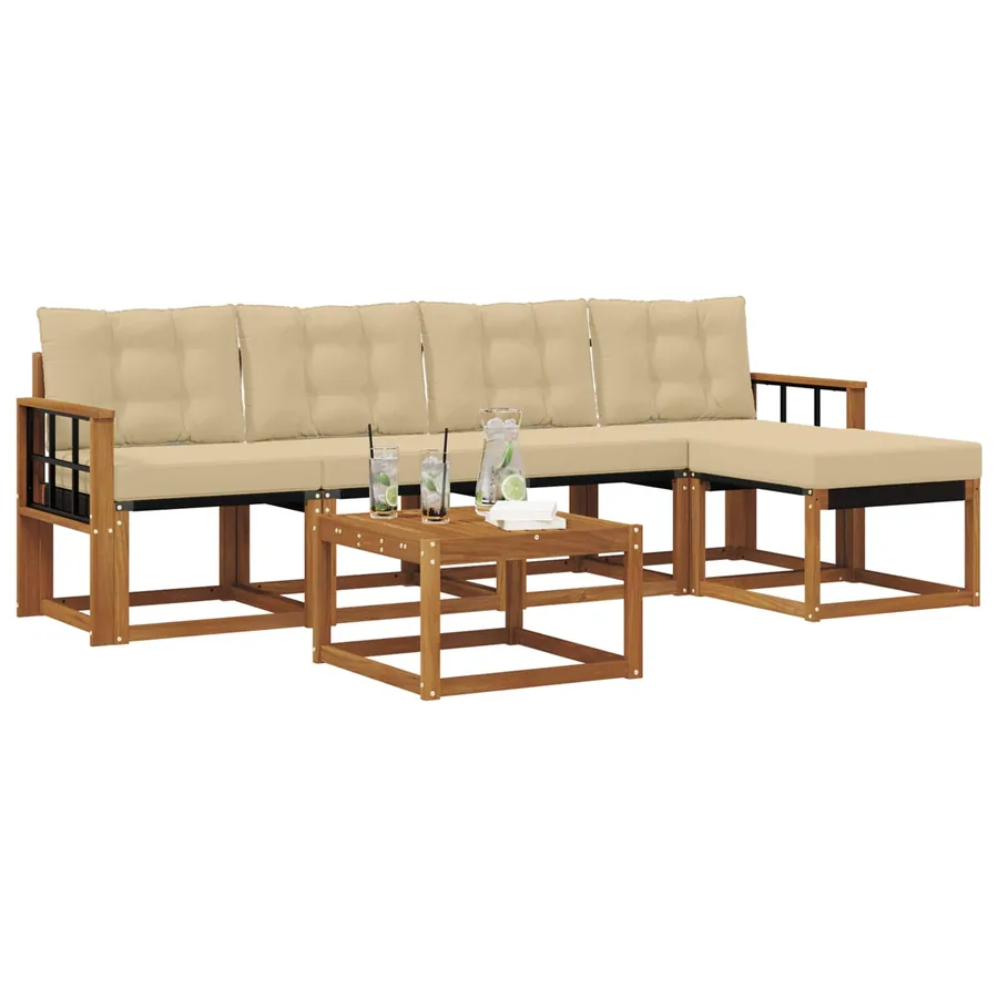 Ensemble de canapés d'extérieur 6 pcs Naturel et Beige - 3