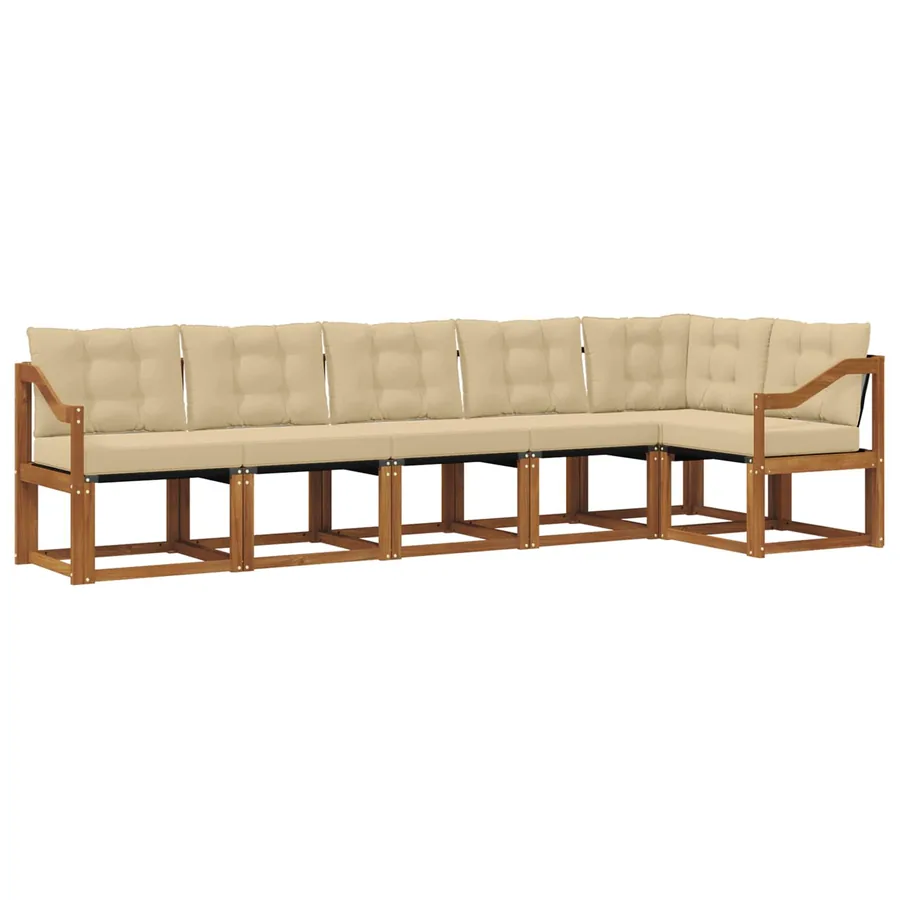 Ensemble de canapés d'extérieur 6 pcs Naturel et Beige - 2