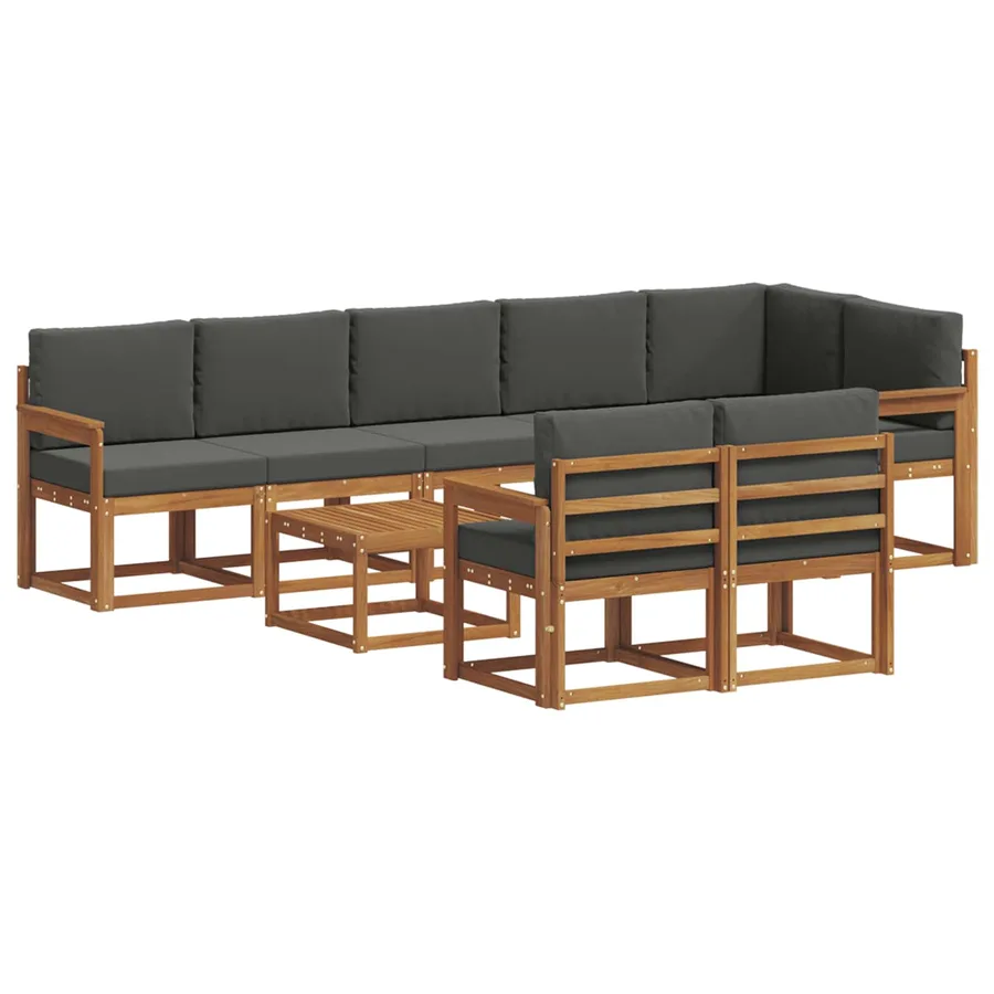 Ensemble de canapés d'extérieur 9 pcs Naturel et Anthracite - 2