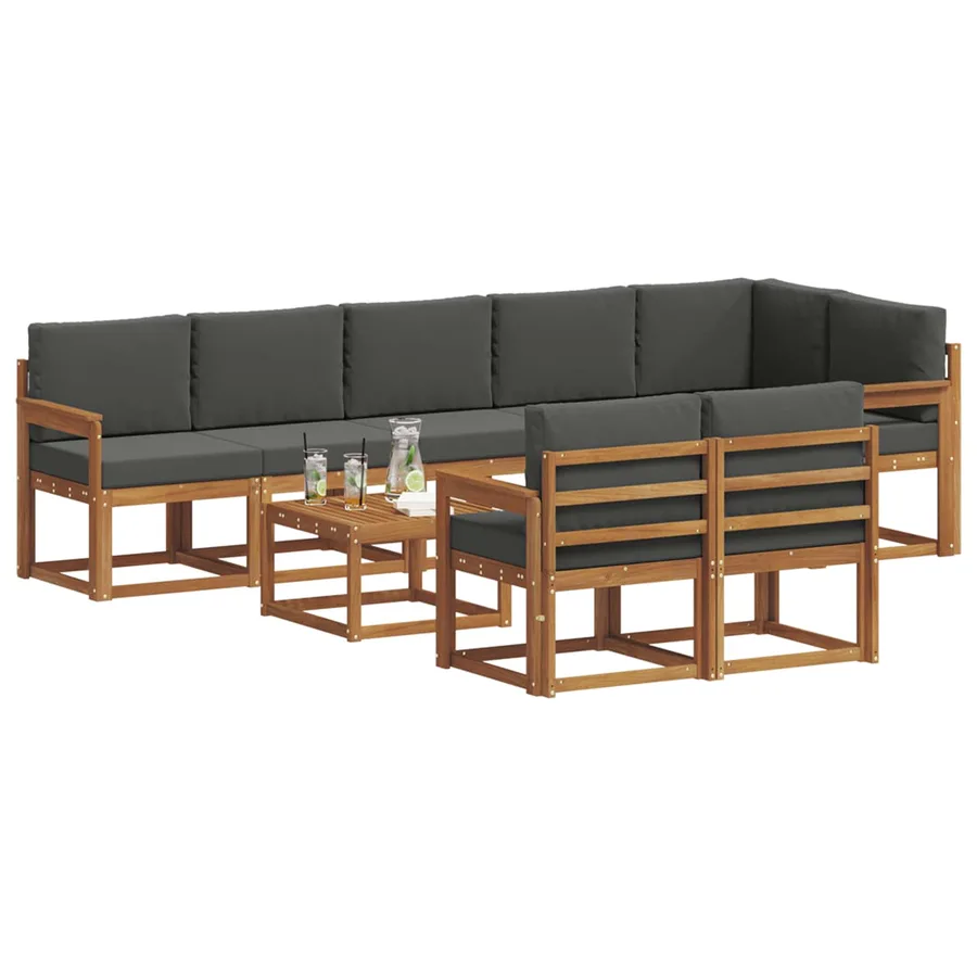 Ensemble de canapés d'extérieur 9 pcs Naturel et Anthracite - 3