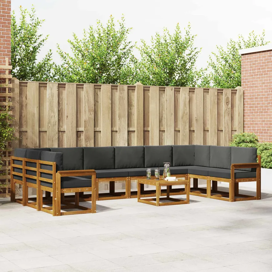 Ensemble de canapés d'extérieur 11 pcs Naturel et Anthracite