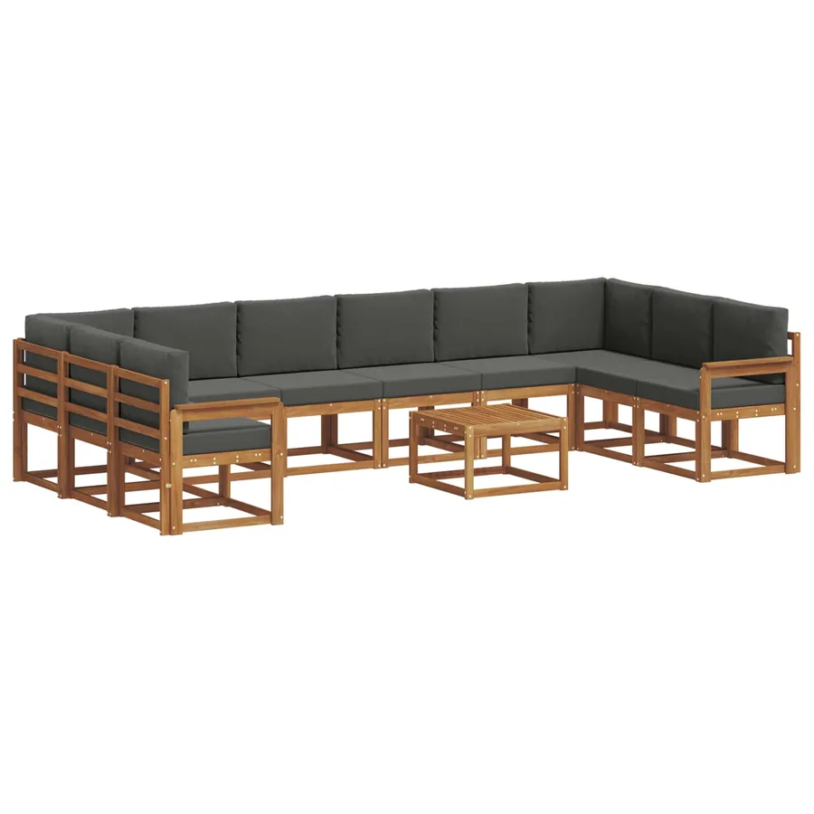 Ensemble de canapés d'extérieur 11 pcs Naturel et Anthracite - 2