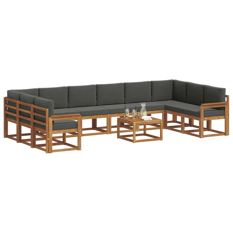 Ensemble de canapés d'extérieur 11 pcs Naturel et Anthracite - 3