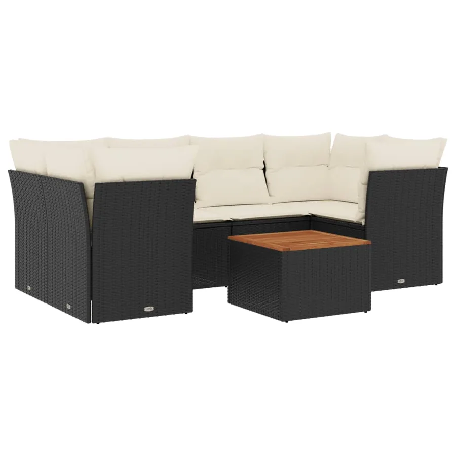 Salon de jardin 7 pcs avec coussins noir résine tressée 62 x 62 x 69 cm - 59,4 kg - 2