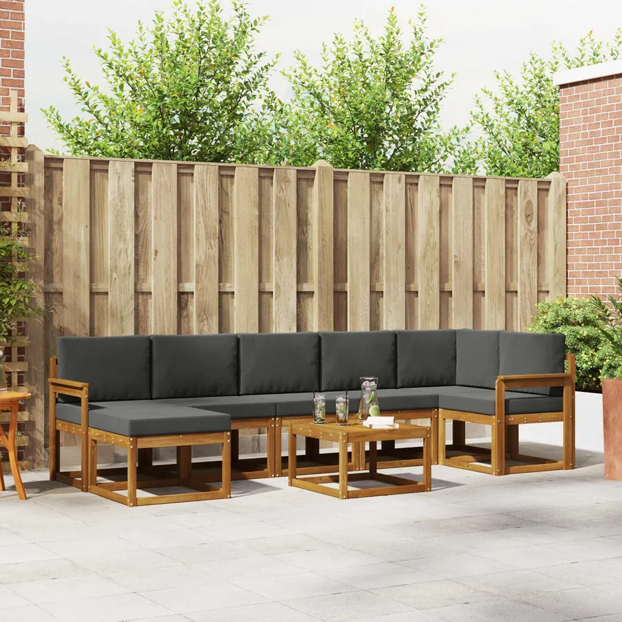 Ensemble de canapés d'extérieur 8 pcs Naturel et Anthracite