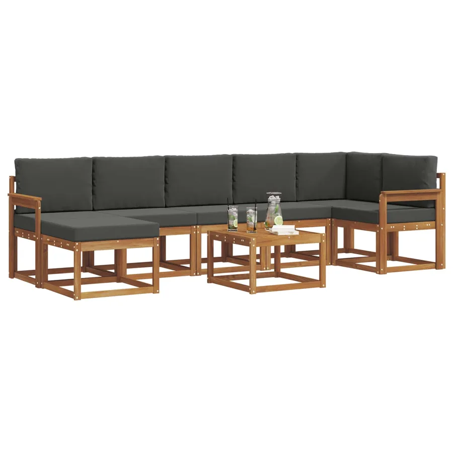 Ensemble de canapés d'extérieur 8 pcs Naturel et Anthracite - 3