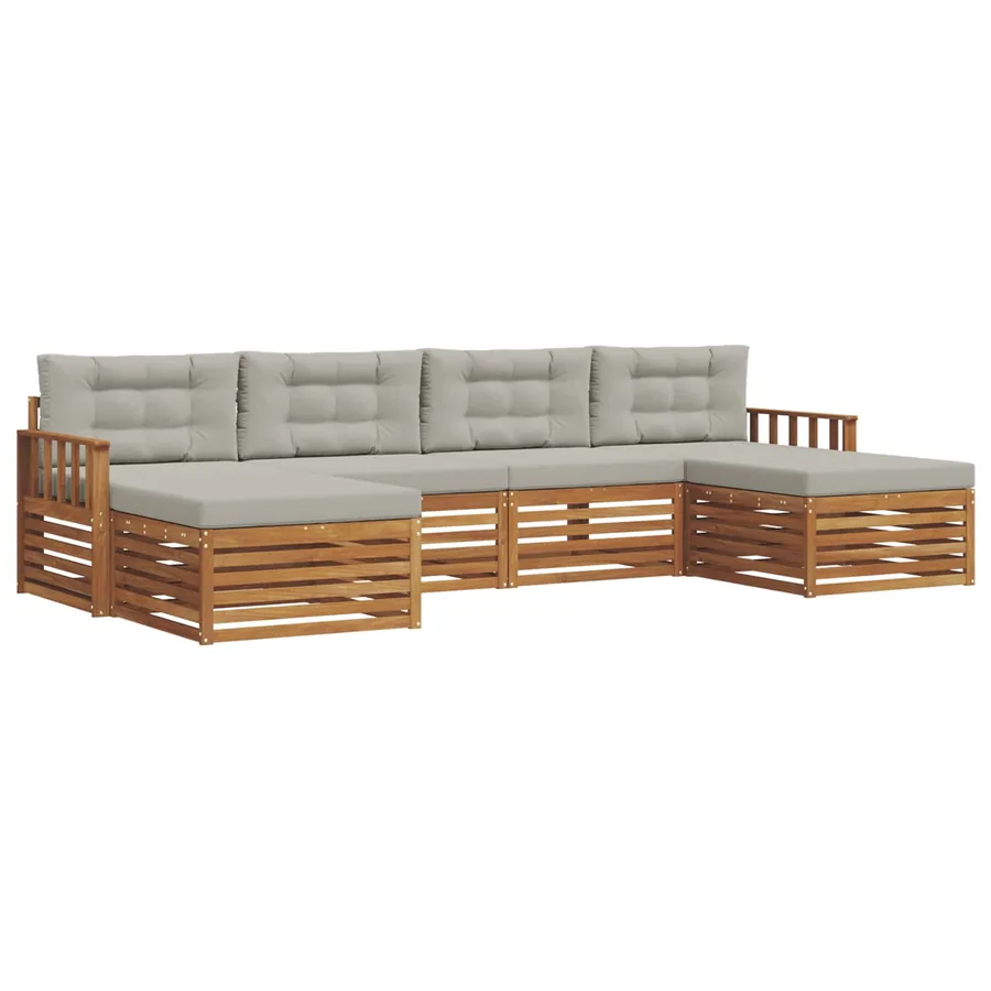 Ensembles de canapés avec coussin 6 pcs Gris Naturel et Clair - 2