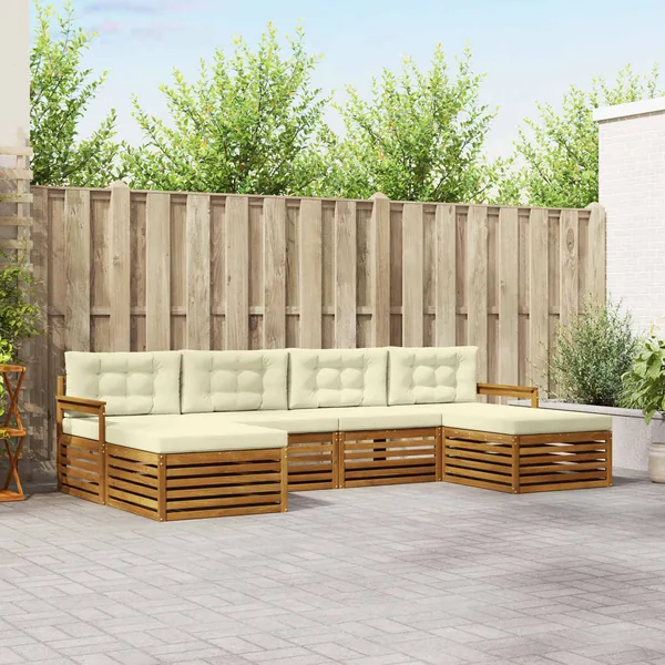 Ensembles de canapés avec coussin 6 pcs Naturel et Crème