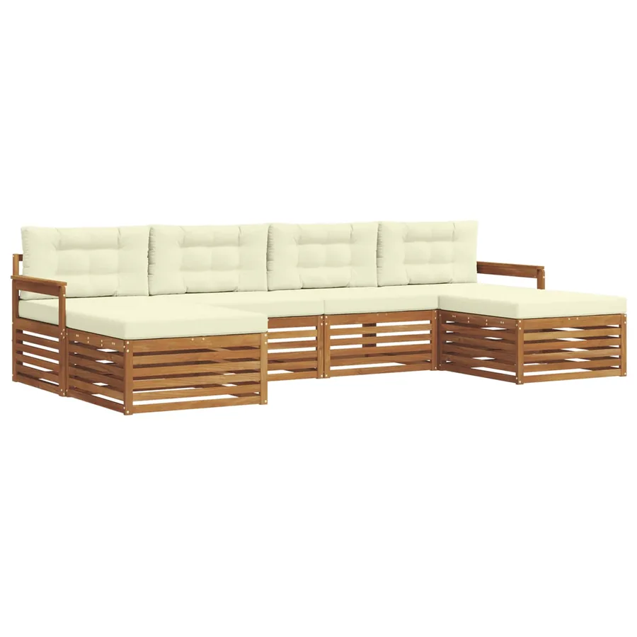 Ensembles de canapés avec coussin 6 pcs Naturel et Crème - 2