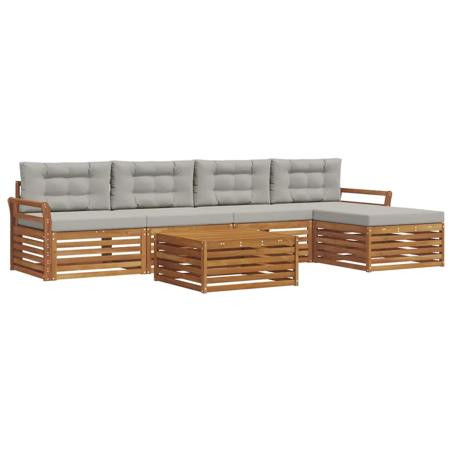 Ensemble de canapés d'extérieur 6 pcs Gris Naturel et Clair - 2