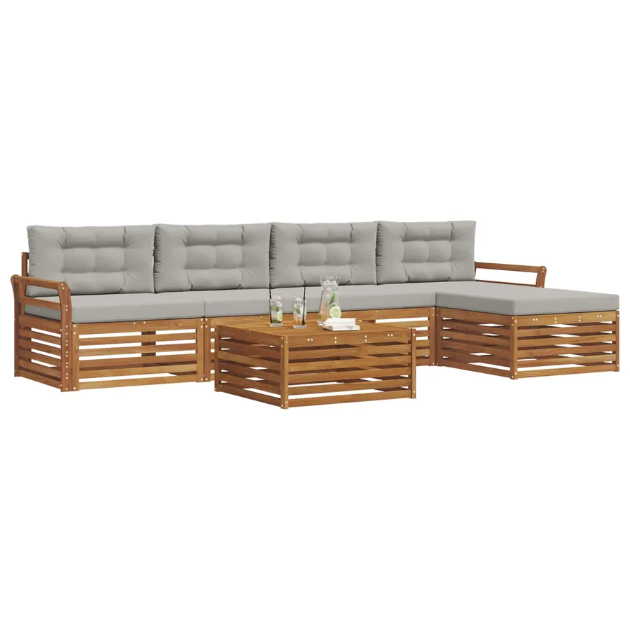 Ensemble de canapés d'extérieur 6 pcs Gris Naturel et Clair - 3