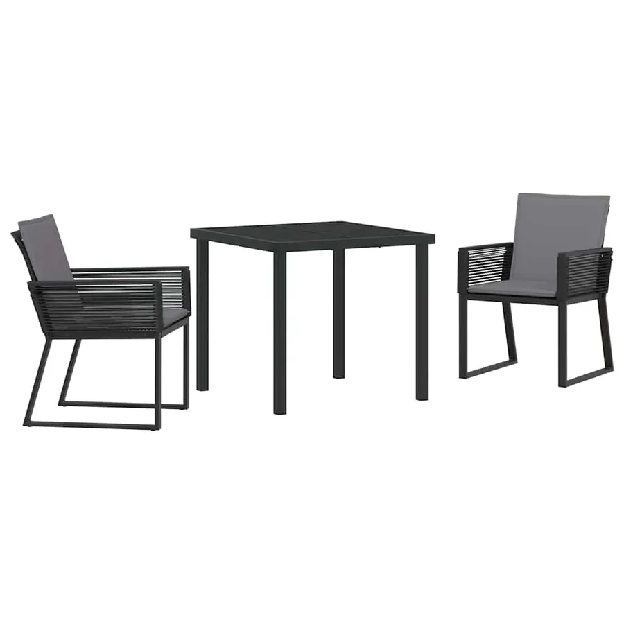 Ensemble de salle à manger pour jardin 3 pcs Noir - 2