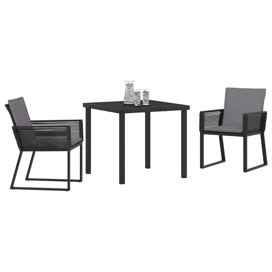 Ensemble de salle à manger pour jardin 3 pcs Noir - 3