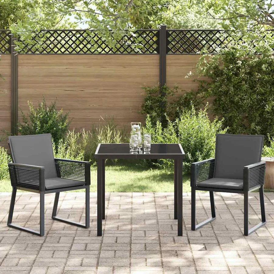 Ensemble de salle à manger pour jardin 3 pcs Noir - 4