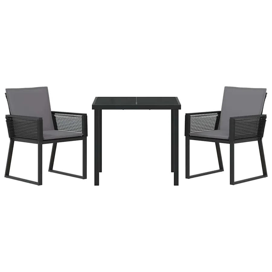 Ensemble de salle à manger pour jardin 3 pcs Noir - 7