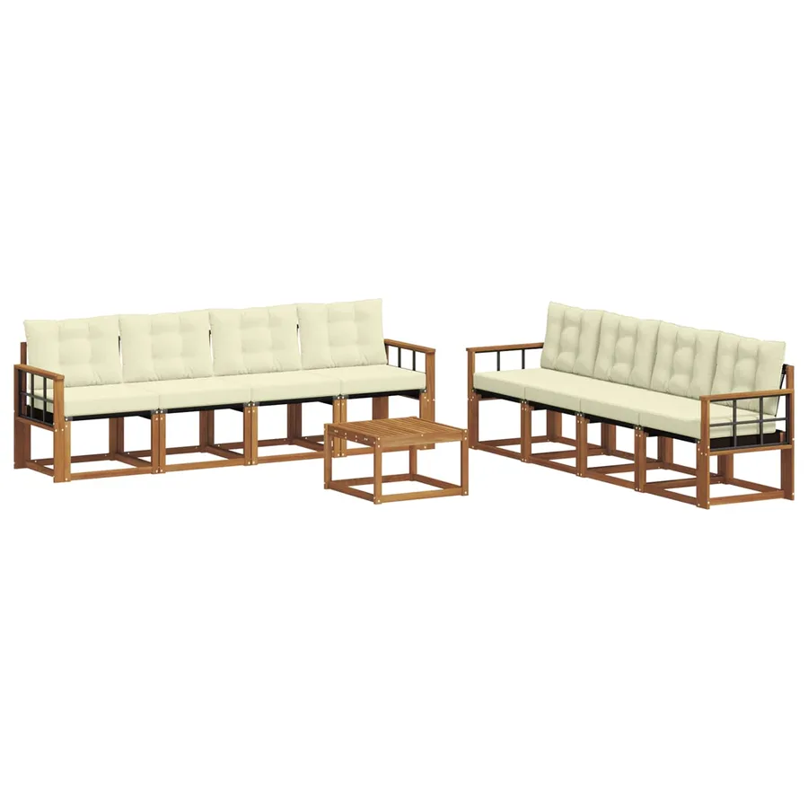 Ensemble de canapés d'extérieur 9 pcs Naturel et Crème - 2