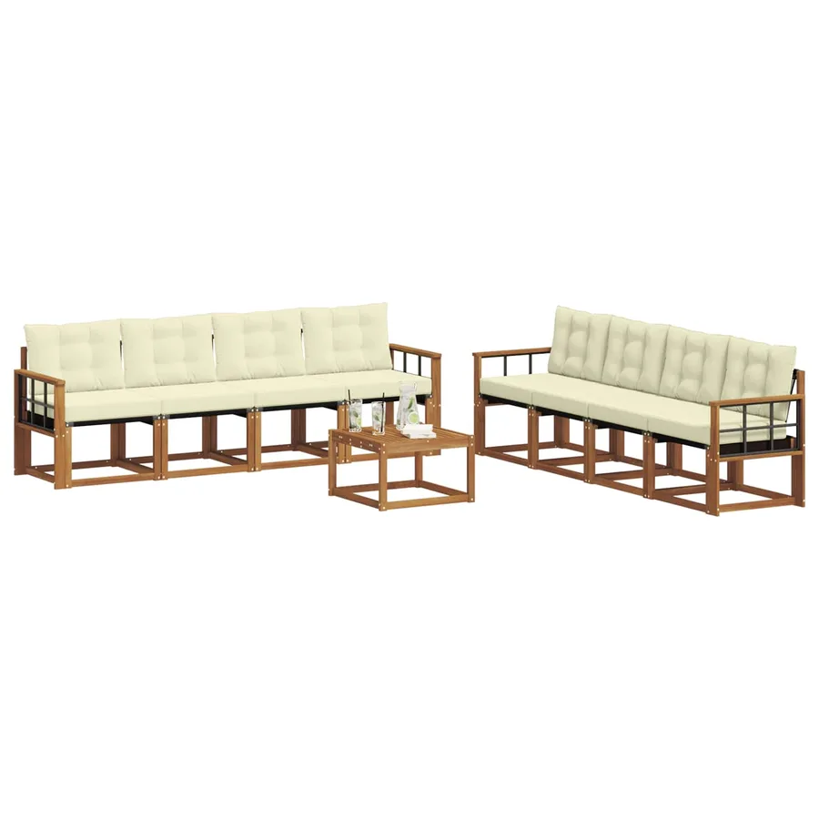 Ensemble de canapés d'extérieur 9 pcs Naturel et Crème - 3