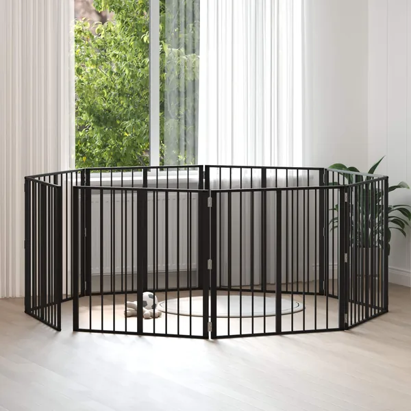 Porte pour chien 8 pcs Noir 80 x 80 cm Acier galvanisé