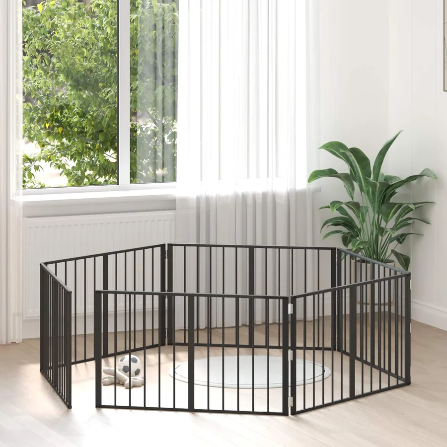Porte pour chien 6 pcs Noir 100 x 60 cm Acier galvanisé