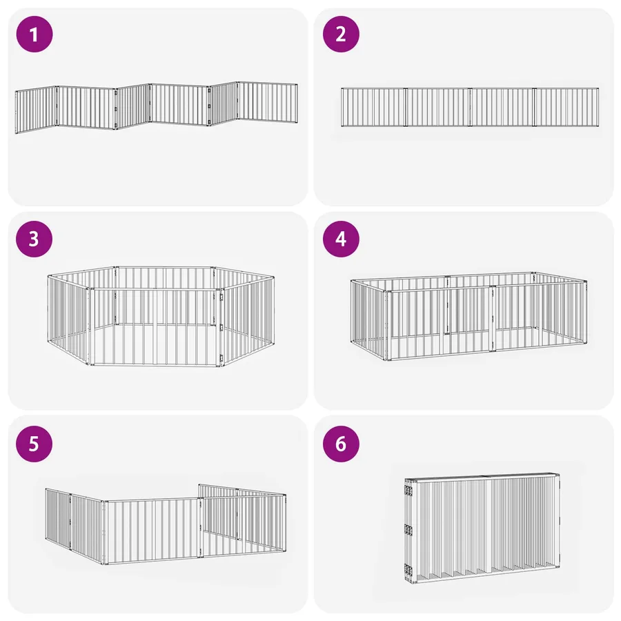 Porte pour chien 6 pcs Noir 100 x 60 cm Acier galvanisé - 9