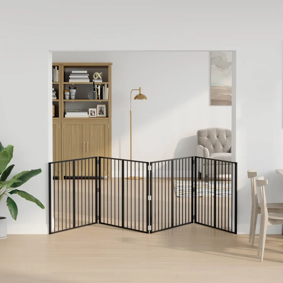 Porte pour chien 4 pcs Noir 100 x 80 cm Acier galvanisé