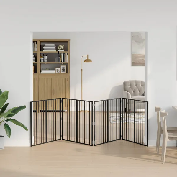 Porte pour chien 4 pcs Noir 100 x 80 cm Acier galvanisé