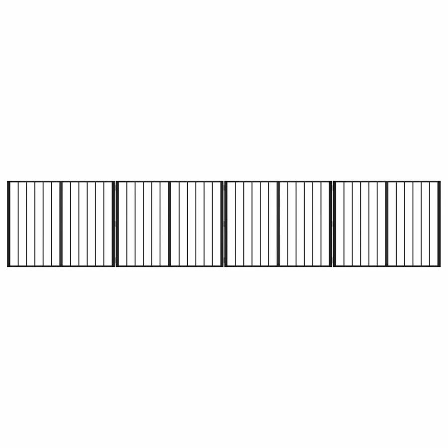 Porte pour chien 4 pcs Noir 100 x 80 cm Acier galvanisé - 2