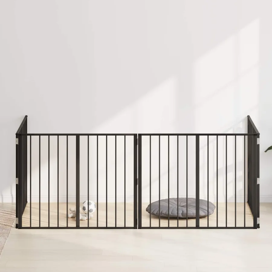 Porte pour chien 4 pcs Noir 100 x 80 cm Acier galvanisé - 3