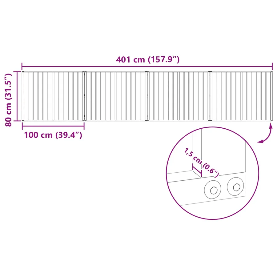 Porte pour chien 4 pcs Noir 100 x 80 cm Acier galvanisé - 8