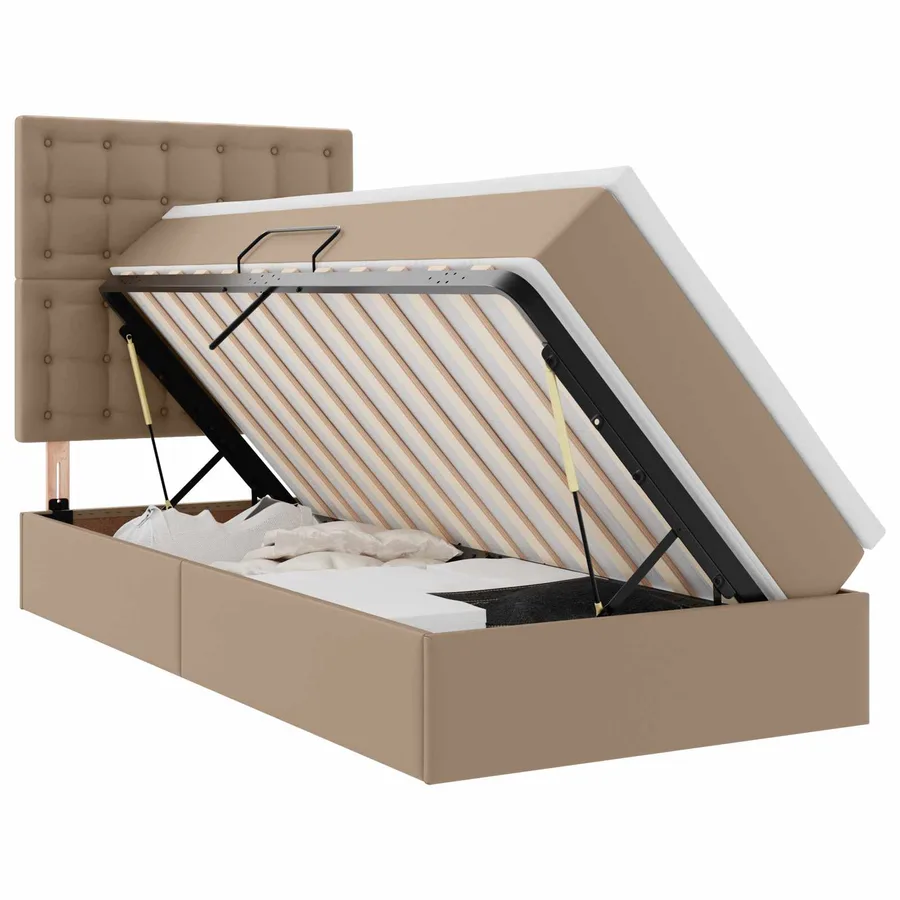 Lit de Rangement Cappuccino 90 x 190 cm Cuir synthétique - 2