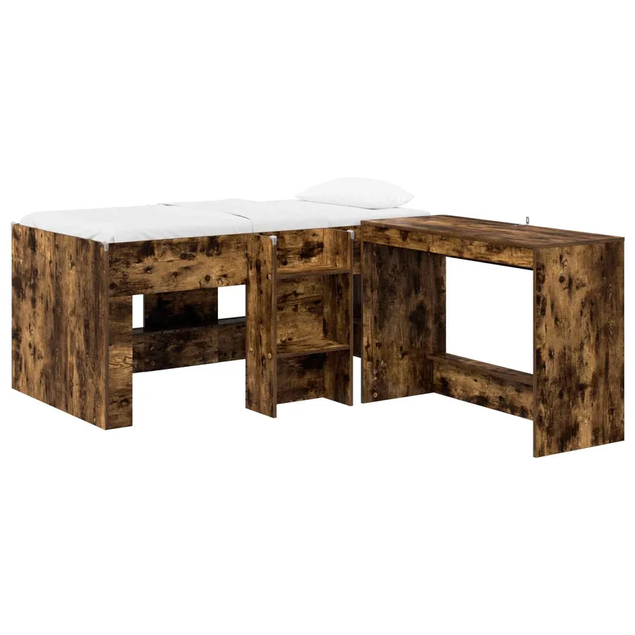 Lit haut pour enfants avec bureau 2 pc Chêne fumé - 2