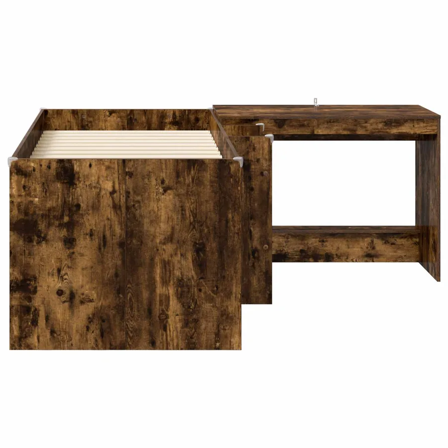 Lit haut pour enfants avec bureau 2 pc Chêne fumé - 4
