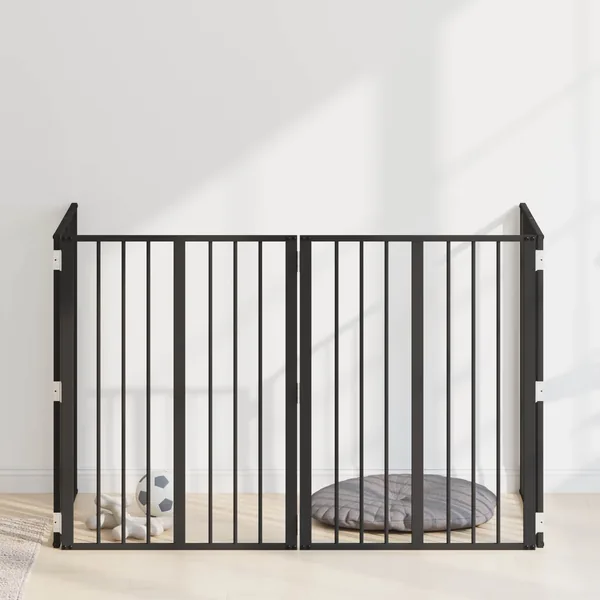 Porte pour chien 4 pcs Noir 60 x 80 cm Acier galvanisé