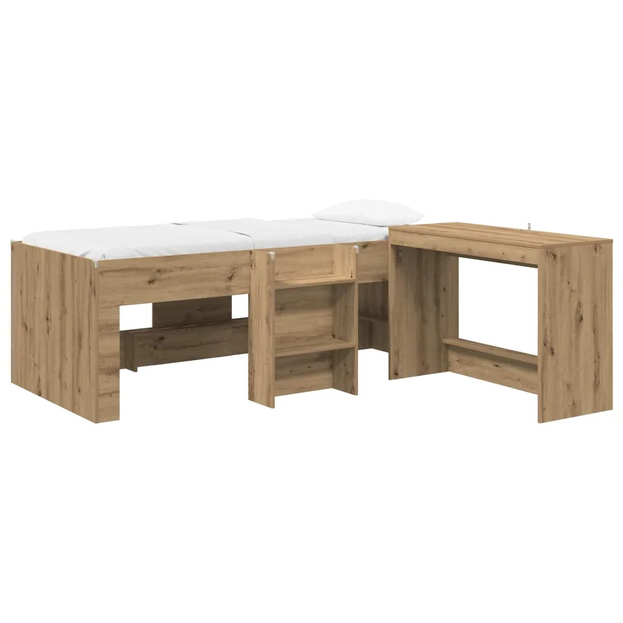 Lit haut pour enfants avec bureau 2 pc Chêne artisanal - 2