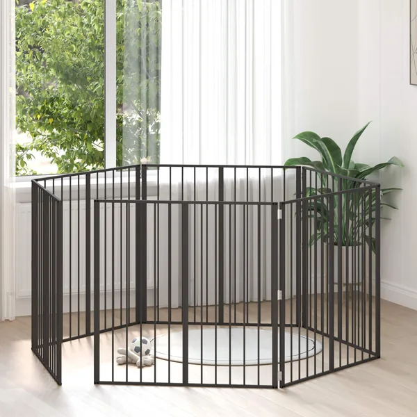 Porte pour chien 6 pcs Noir 100 x 100 cm Acier galvanisé