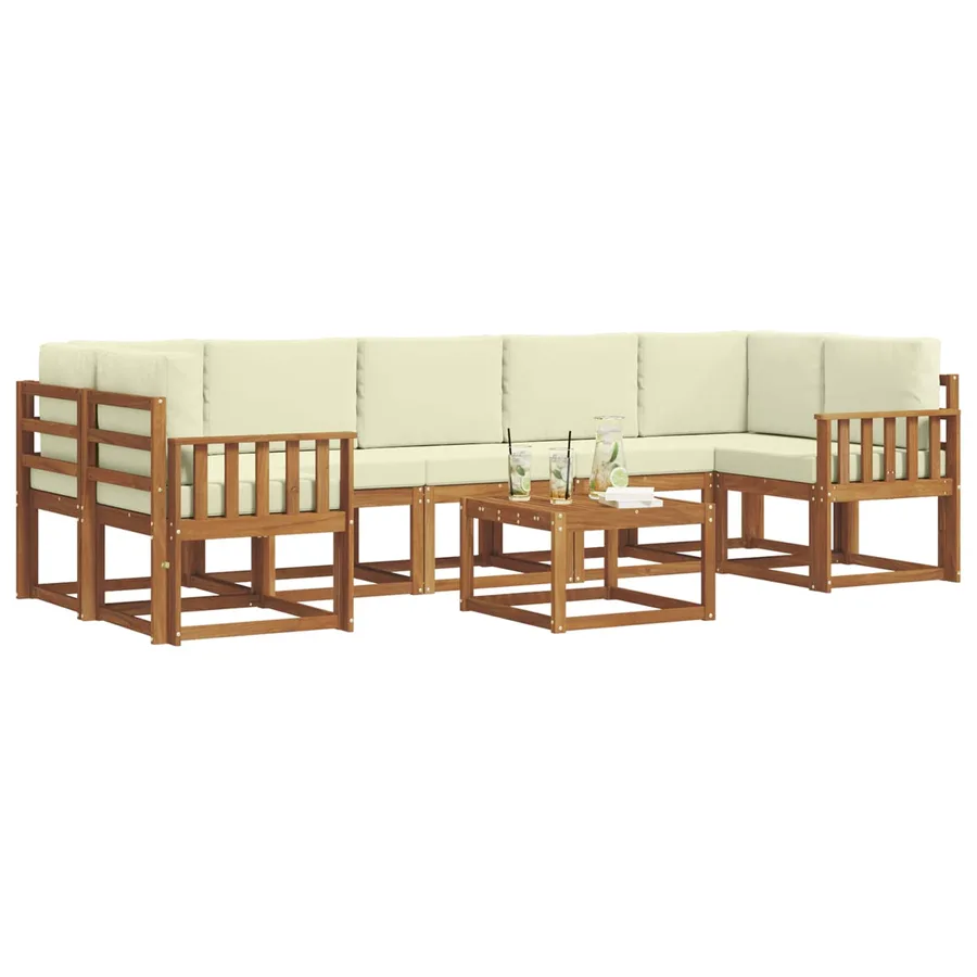 Ensemble de canapés d'extérieur 8 pcs Naturel et Crème - 3
