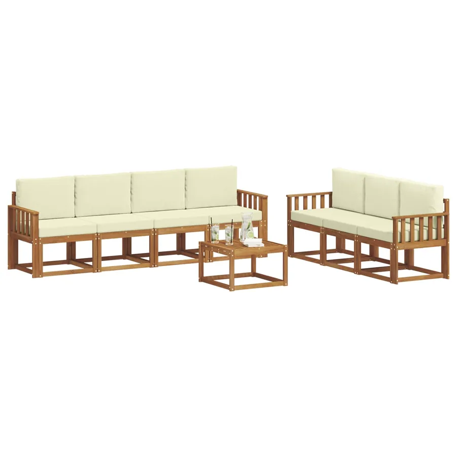 Ensemble de canapés d'extérieur 8 pcs Naturel et Crème - 3