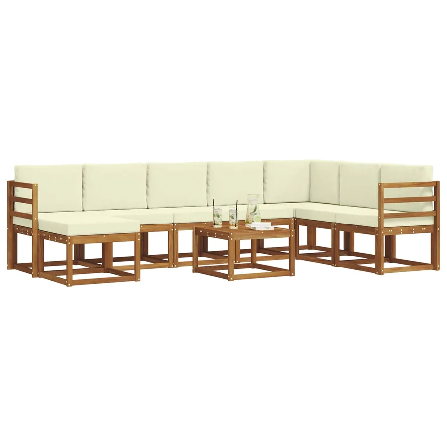 Ensemble de canapés d'extérieur 9 pcs Naturel et Crème - 3