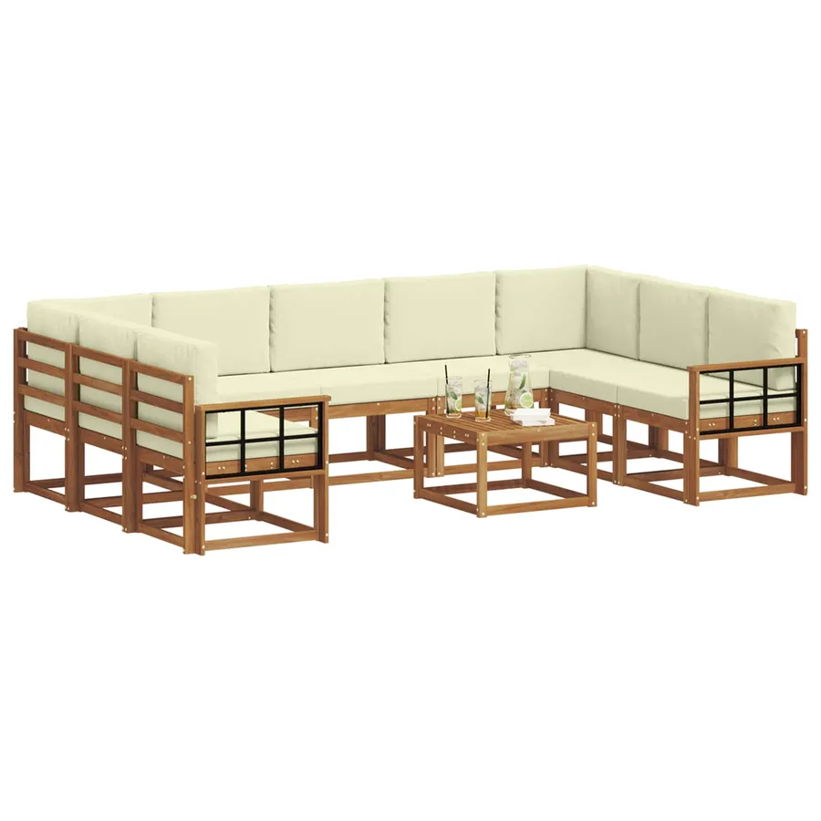 Ensemble de canapés d'extérieur 10 pcs Naturel et Crème - 3