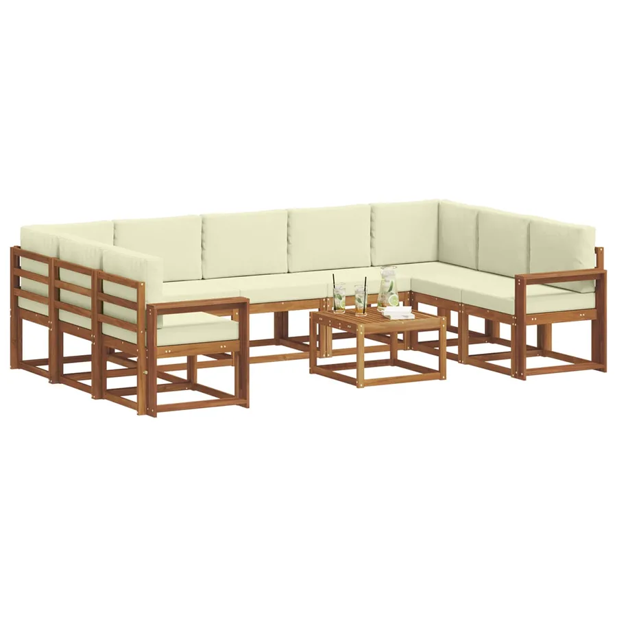 Ensemble de canapés d'extérieur 10 pcs Naturel et Crème - 3