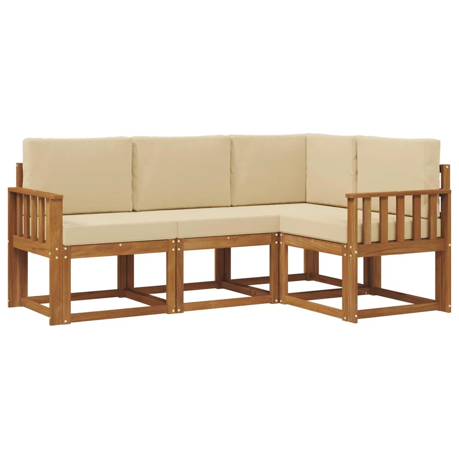 Ensemble de canapés d'extérieur 4 pcs Naturel et Beige - 2