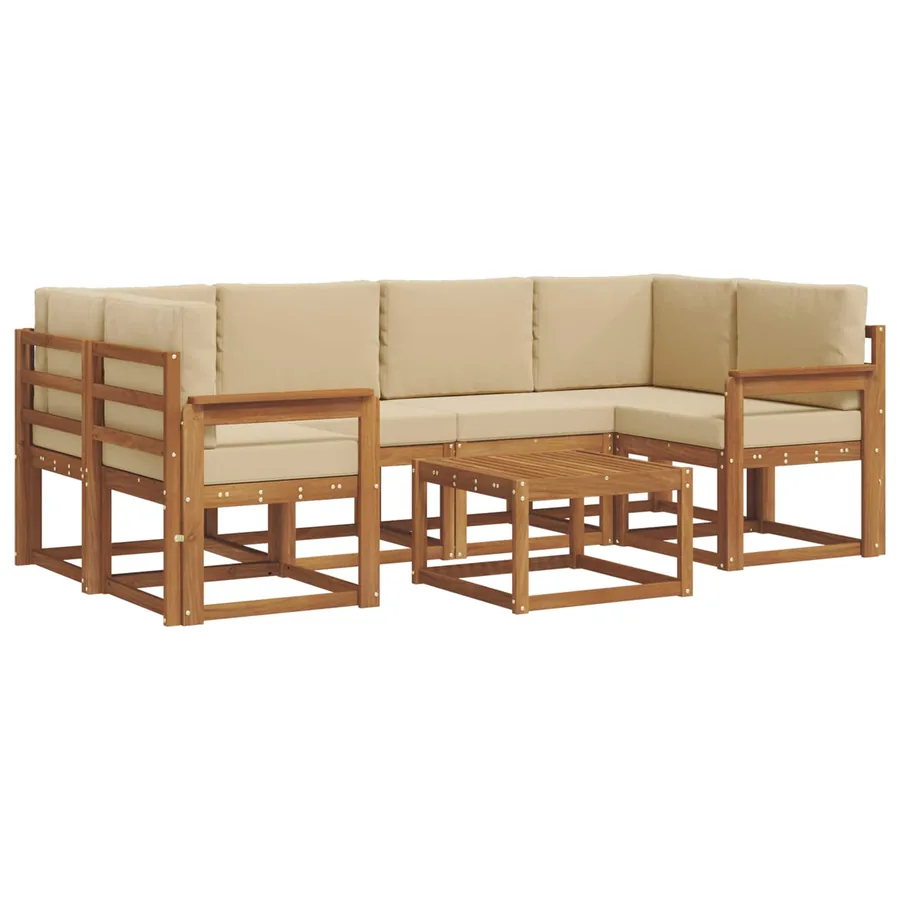 Ensemble de canapés d'extérieur 7 pcs Naturel et Beige - 2