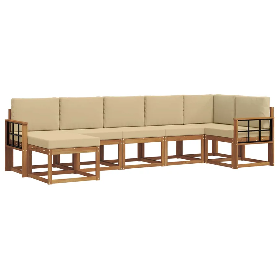 Ensemble de canapés d'extérieur 7 pcs Naturel et Beige - 2