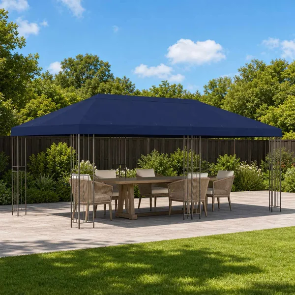Housse de canopée de gazebo 6 x 3 m Bleu Polyester 190