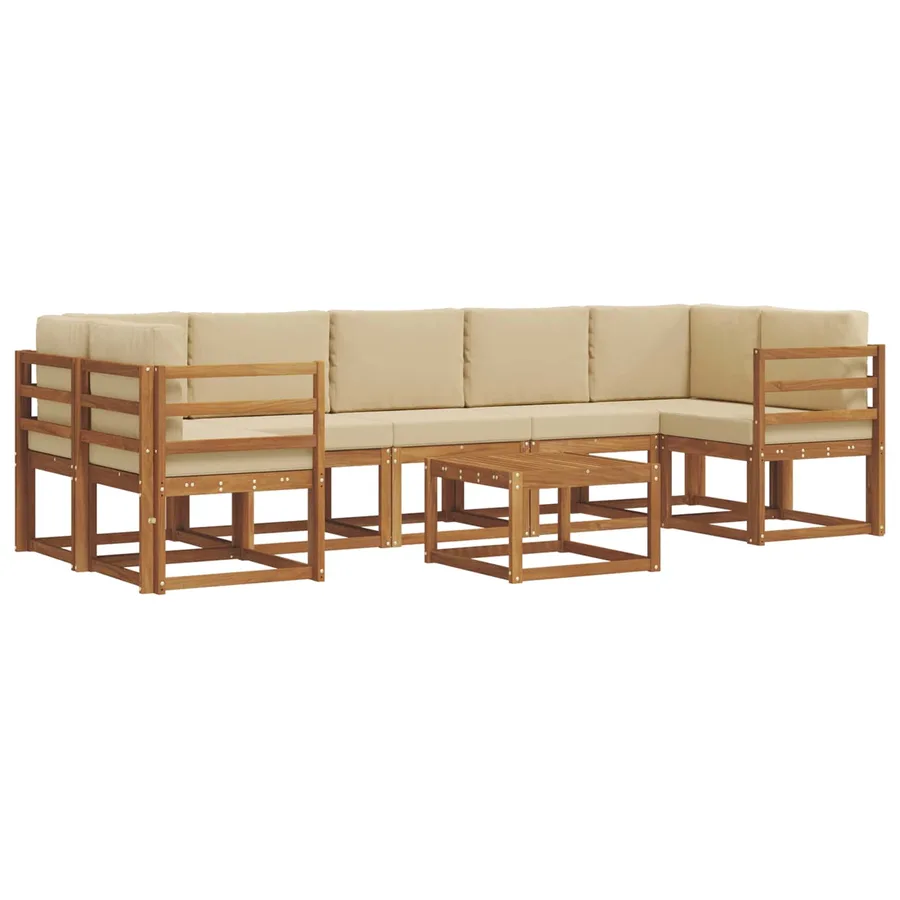 Ensemble de canapés d'extérieur 8 pcs Naturel et Beige - 2