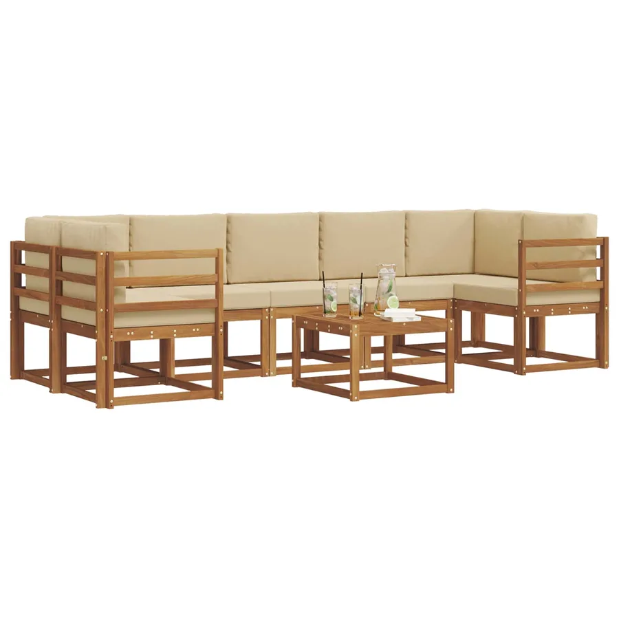 Ensemble de canapés d'extérieur 8 pcs Naturel et Beige - 3
