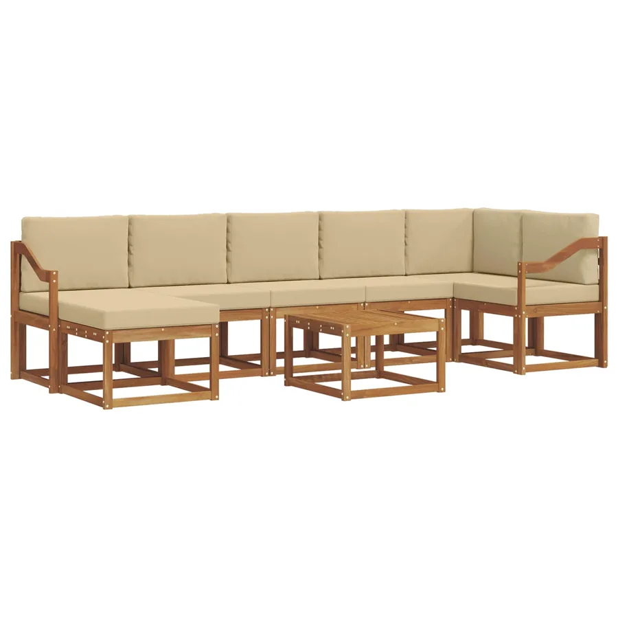 Ensemble de canapés d'extérieur 8 pcs Naturel et Beige - 2