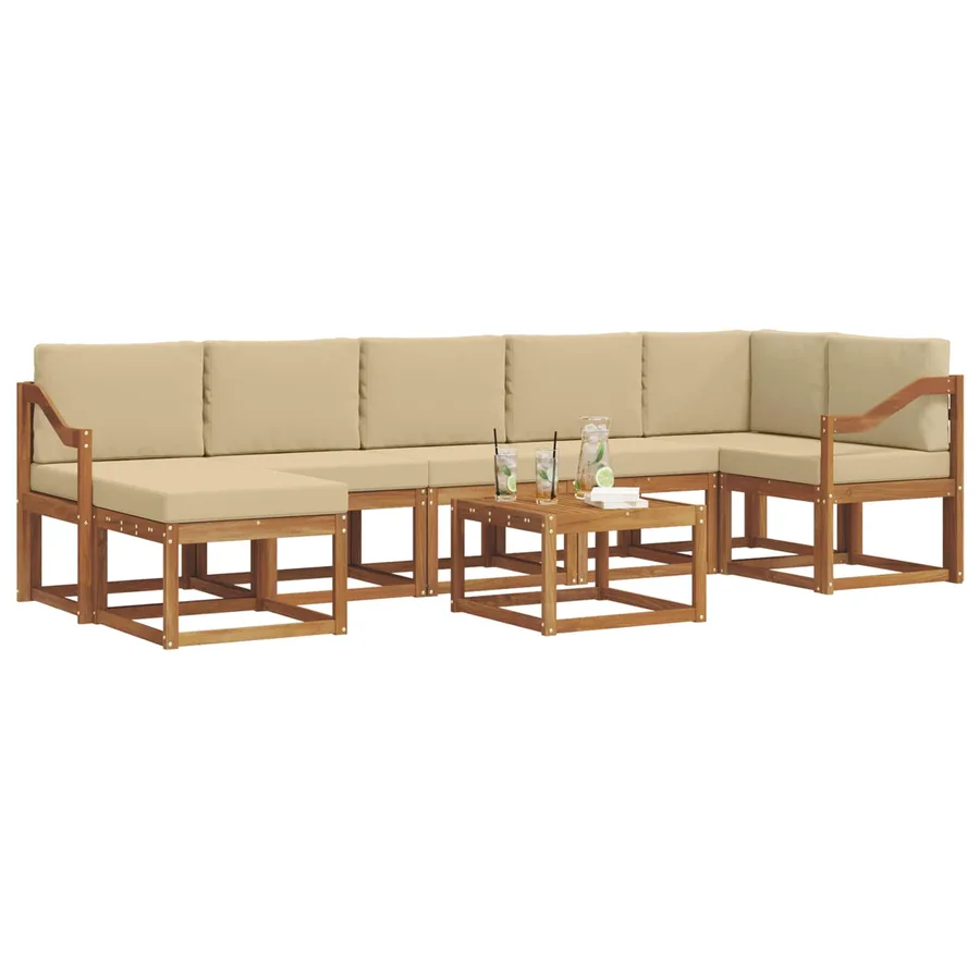 Ensemble de canapés d'extérieur 8 pcs Naturel et Beige - 3